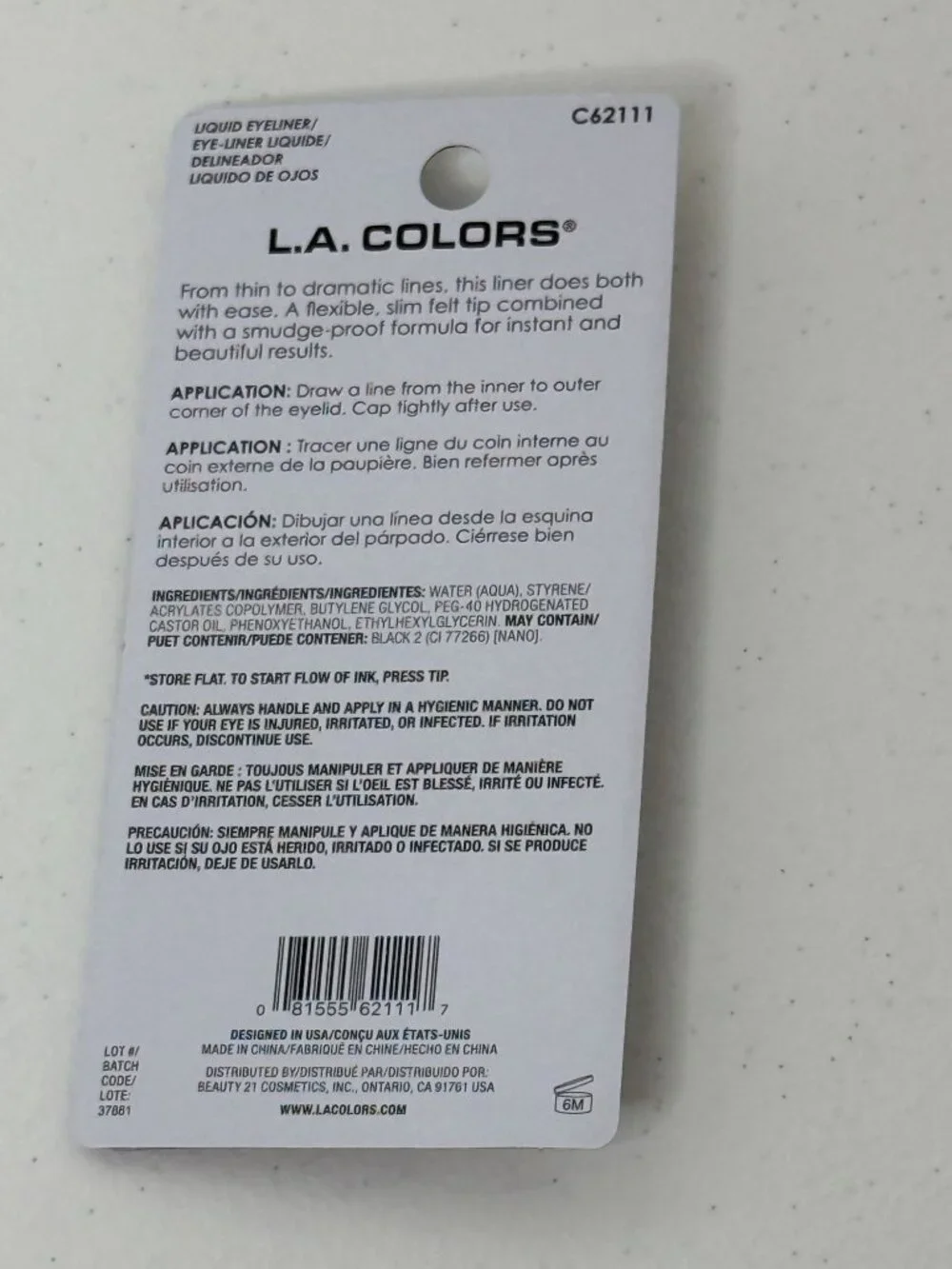 LA Colors Eye Marker Black Liquid Eyeliner New